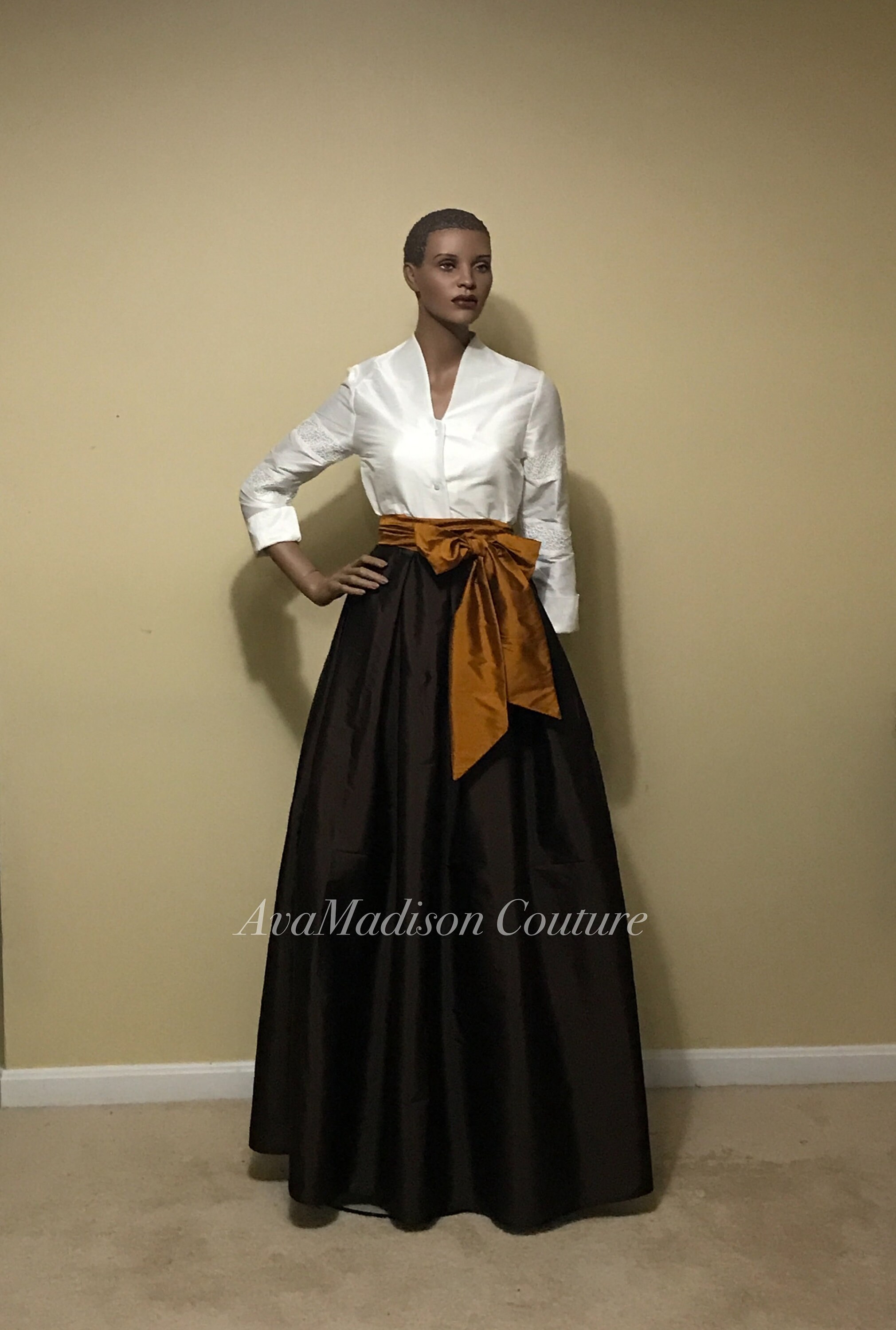 box pleated ball gown