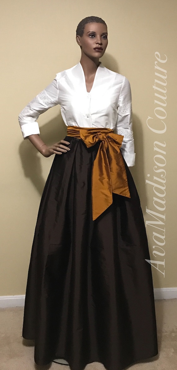 brown maxi skirt with pleating details for women 2033# brown maxi skirt with pleating details for women 2033#