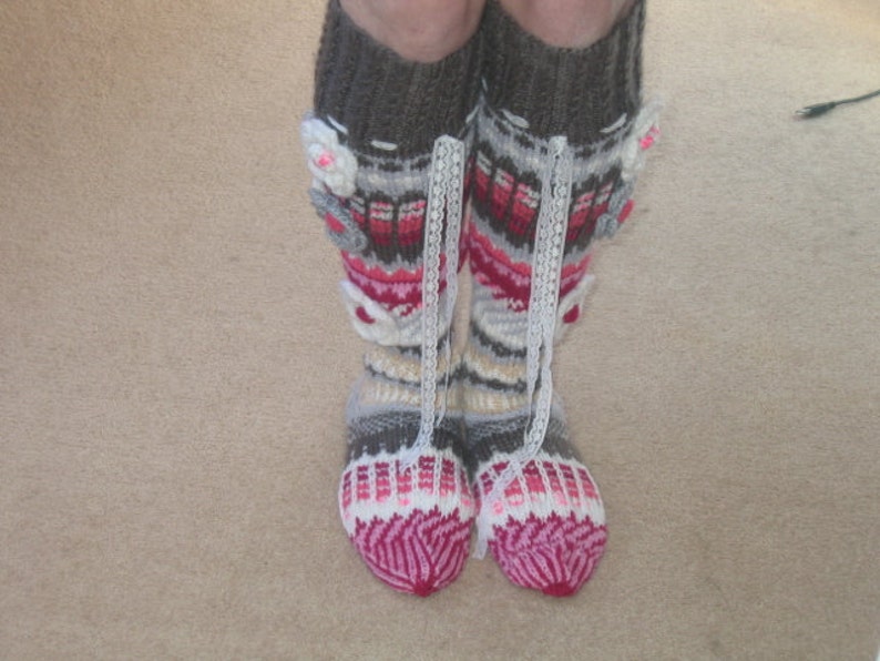 made to order summer garden knee high hand knitted socks