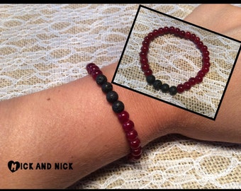 Aromatherapy lava bead diffuser bracelet for essential oils- 6mm red beads