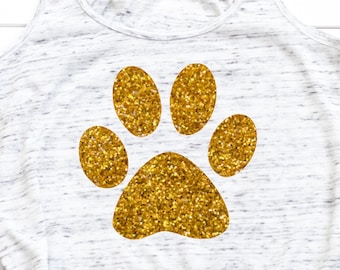 Glitter  Paw Print Iron On, Paw Print Iron On Transfer, Tiger Paw, Lion Iron On, Bulldog