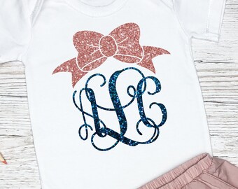 Glitzer Schleife Monogramm Aufbügeln, Monogramm Bügelfolie, Aufbügeln Buchstaben, Glitzer Vinyl, Heat Transfer Monogramm