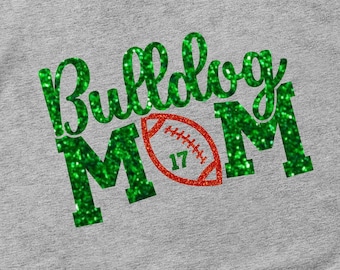 Custom Team Name Mom Iron On, Any Team, Bulldog Mom Iron On, Football Mom Iron On, Choose your Team Colors, Personalized Football Number