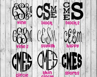 4 Letter Monogram Decal, Monogram Car Decal, Four Letter Monogram, Laptop Decal, Monogram Sticker