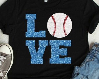 Glitter Baseball LOVE Iron On, Baseball LOVE Iron On Transfer, DIY Baseball Shirt, Softball Love Iron On, Heat Transfer