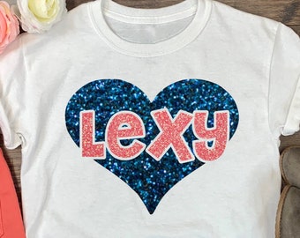 Personalized Glitter Iron On, Iron On Heart Transfer, Glitter Name Iron On, Iron On Letters, Valentines Day