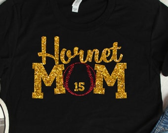 Custom Team Name Mom Iron On, Any Team, Hornet Mom Iron On, Baseball Mom Iron On, Choose your Team Colors, Personalized Football Number