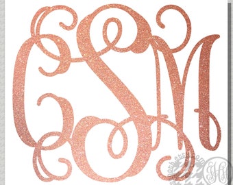 Glitter Monogram Decal, Glitter Car Decal, Glitter Monogram Car Decal, Laptop Decal, Rose Gold Decal, Glitter Decal