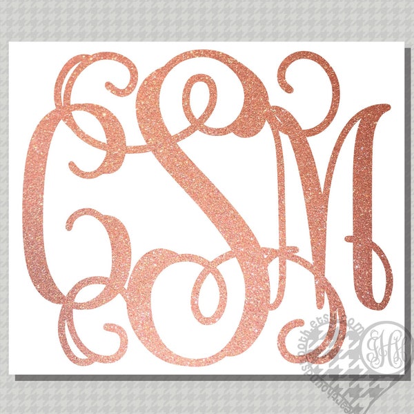 Glitter Monogram Decal, Glitter Car Decal, Glitter Monogram Car Decal, Laptop Decal, Rose Gold Decal, Glitter Decal