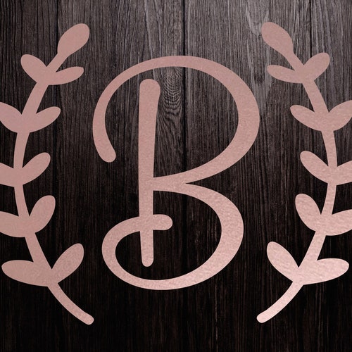 Laurel Wreath Letter Decal Last Name Initial Decal Laurel Etsy