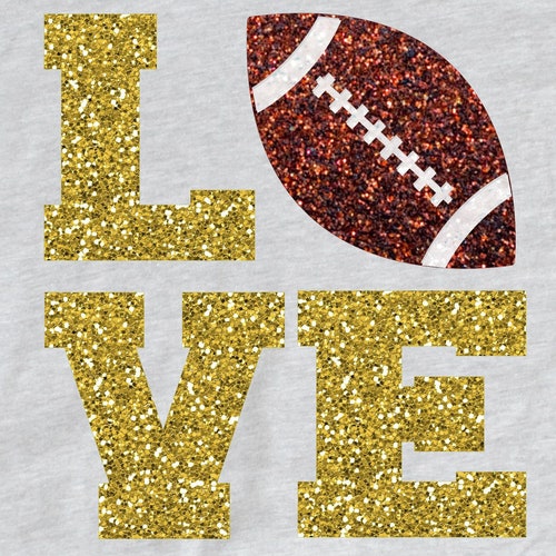 Glitter Football LOVE Iron On LOVE Football Iron on Transfer Etsy