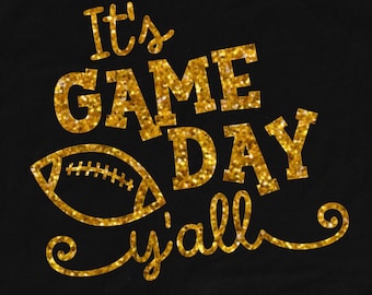 It's Gameday Y'all Iron On, Glitter Football Heat Transfer, Football Mom, I Love Football, Glitter Gameday Iron On