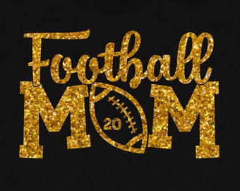 Glitter Football Mom Iron On, Personalized Number Glitter Football Mom Iron On,  Proud Football Mom, Football Iron On Transfer