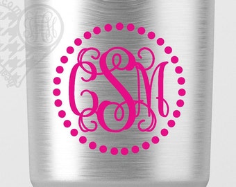 Monogram Decal, Tumbler Monogram, Monogram Sticker, Dotted Border, Monogram Car Decal, Custom Vinyl Decal