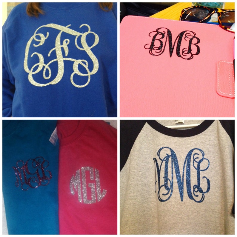 Glitter Monogram Iron On Monogram Iron on Transfer Iron on Etsy