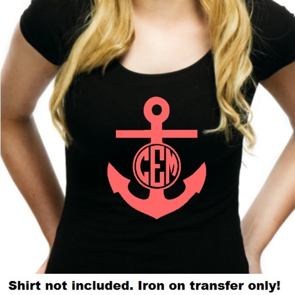 Anchor Iron On, Monogram Iron On, Nautical Iron on,  Monogram Iron On Transfer, Anchor Monogram, Heat Transfer Monogram