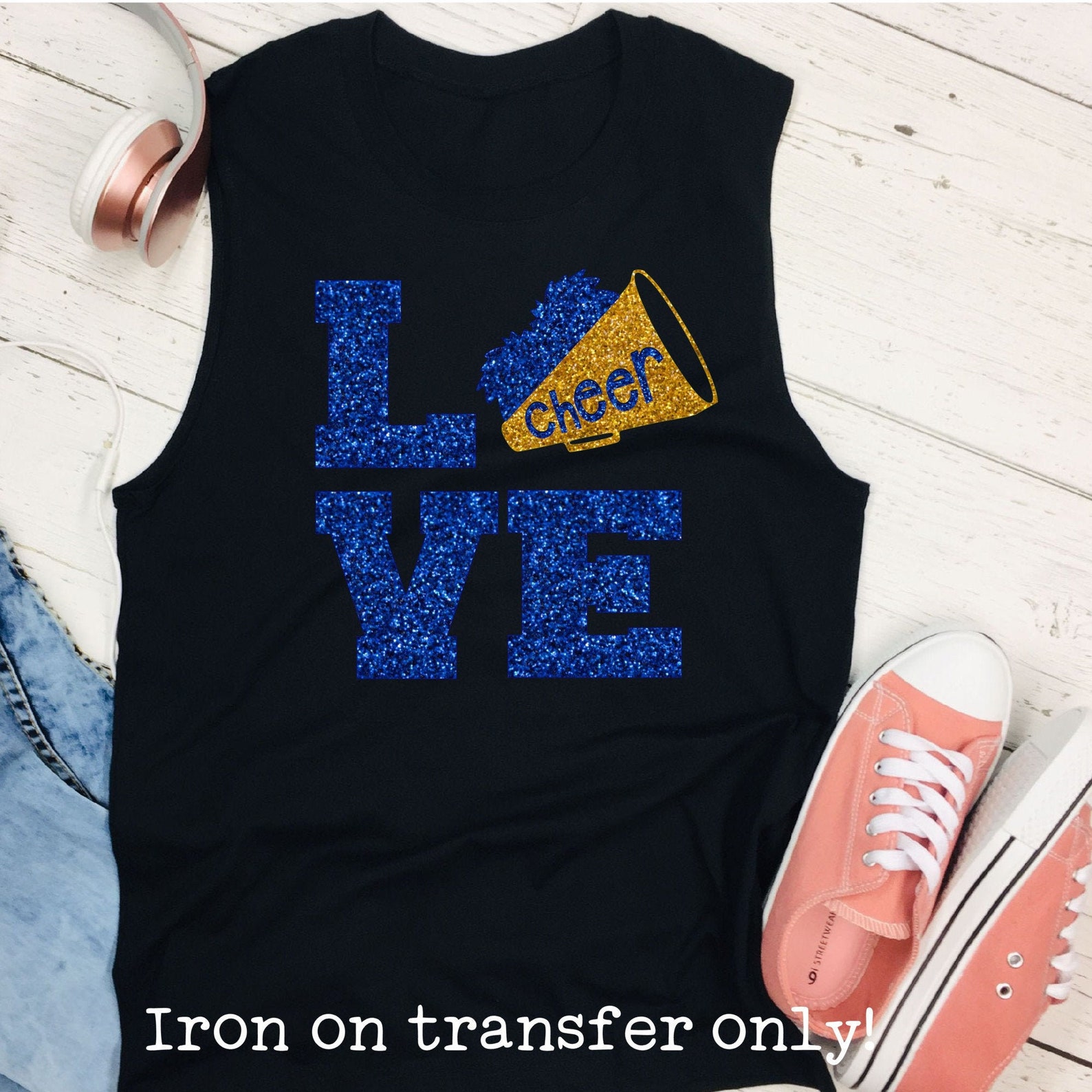 Glitter Cheer LOVE Iron On LOVE Cheerleading Iron on Etsy