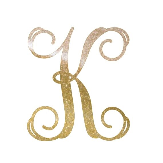 SIngle Letter Glitter Monogram Decal Monogram Car Decal Etsy