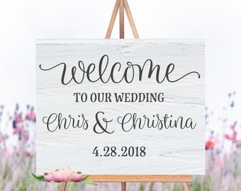 Welcome to our Wedding Vinyl Decal, Personalized Wedding Decal, Decal for Wedding Sign, Welcome Wedding Sign Decal With Names and Date