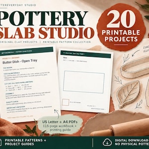 20 Printable Clay Handbuilding Templates, US Letter & A4 | Pottery Slab Studio