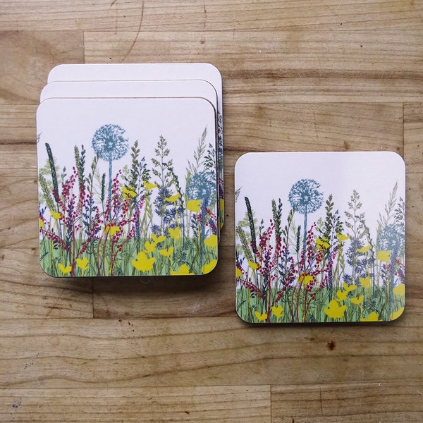 Buttercup Meadow Melamine Coasters - Set of 4