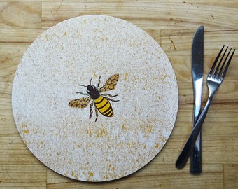 Set of 4 Round Speckled Bee Placemats