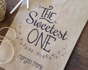Mädchen zum ersten Geburtstag Favor Taschen, Süßigkeitenbeutel, erste Geburtstag Favor Bag, Geburtstag Leckerei Taschen, Sweetest One Candy Buffet