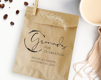 25 Coffee Wedding Favor Bags - Bridal Shower Favor, Coffee Favor Bags, Recycled Coffee Pouch, Personalized Wedding Favors Custom Printed