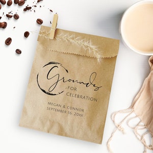 25 Coffee Wedding Favor Bags - Bridal Shower Favor, Coffee Favor Bags, Recycled Coffee Pouch, Personalized Wedding Favors Custom Printed