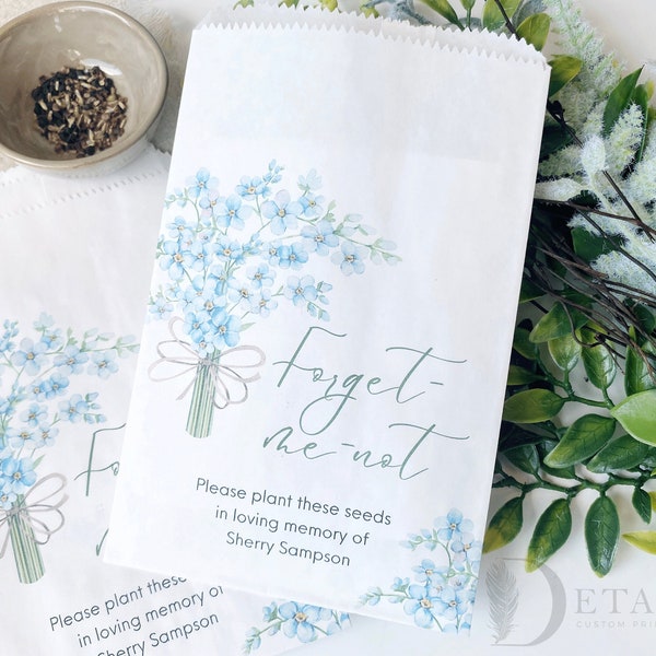 Grandmother memorial gift bags, memorial favors, wildflower seed bag (no seeds included), Forget Me Not Favor Bags, Celebration of Life Gift