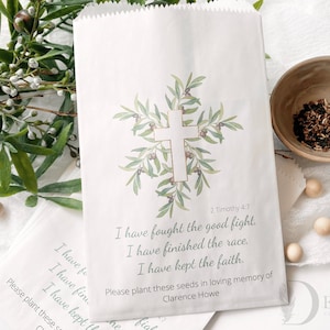 Sacchetti regalo commemorativi cristiani, bomboniere commemorative, sacchetti per semi di fiori (senza semi inclusi), sacchetti per bomboniere funebri, regalo per la celebrazione della vita - 25 pz.