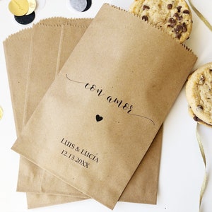 Spanish Wedding Favors - Custom Printed Favor Bags - Recycled Wedding - Treat bag Goodie Bag - Bridal Shower Favors- 25 pack