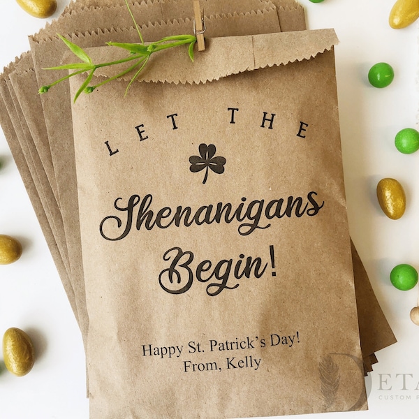 St. Patrick's Day Treat Bags, Saint Patrick's Day favor bags, Goodie Bags, Candy Bags, St. Patrick's Day Party Favors, Cookie Bags-25 pk