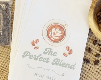 The Perfect Blend Coffee Bags, Personalized Wedding Favors, Coffee Bean Bags, Wedding Favor Bag, Coffee Favor Bag, Bridal Shower Favors-25pk