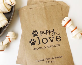 Doggie Bag Wedding Treat Bags, Goodie Bags, Wedding Favor Bags, Kraft Brown Bags, Rustic, Popcorn, Candy- 25 pack