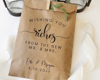 Recuerdos de lotería personalizados / Recuerdos de boda con billetes de lotería / Bolsas de recuerdo con billetes de lotería / Recuerdos de boda para invitados / Deseándoles riquezas