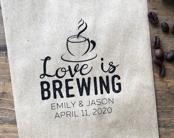 Coffee Favor Bags- Bridal Shower Coffee Favors- Coffee Bean Espresso Favors - Set of 25 printed paper bags
