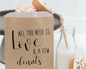 Personalized Donut Favor Bags, Wedding Favor Bags, Wedding Donut Bags, Wedding Doughnut Bags, Wedding Treat Bags, Custom Bakery Bags - 25 pk