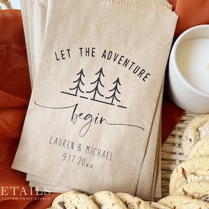 Destination Wedding Favors, Adventure Wedding, Mountain Wedding Favors Bags, Adventure Begins Cookie Bags, Packs of 25