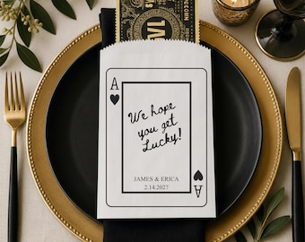 Ace of Hearts Lottery Ticket Bags, Scratch Ticket Wedding Favor Bags, Bridal Shower Favors, Packs of 25
