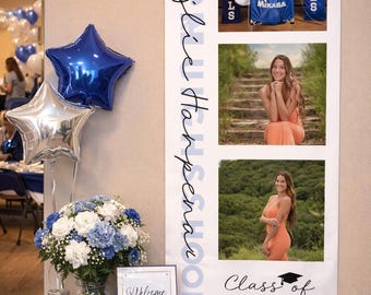 Graduation Banner Welcome Sign, Use your photos and School, 24x72" Class of 2026