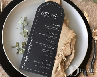 Wedding Dinner Menus, Arch Shaped Menus, Printed Menus, Custom Wedding Menus, Modern Boho Wedding Reception decor, set of 24