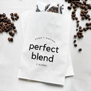 Coffee Favors for Bridal Showers - Tea Favors, Custom Coffee Bag, The Perfect Blend Shower Theme Decor, Personalized Favor Bag, 25 pack