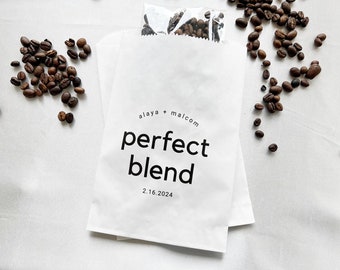 Bomboniere da caffè per feste nuziali - Bomboniere da tè, busta da caffè personalizzata, decorazioni a tema per la doccia con miscela perfetta, busta per bomboniere personalizzata, confezione da 25
