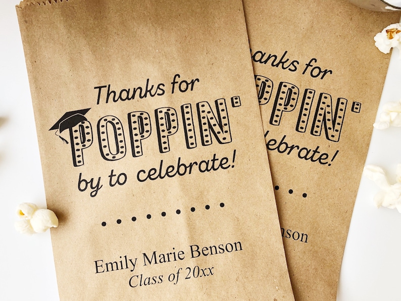 Popcorn Bags for Graduation Graduation Favor Bags Personalized Popcorn Bags Graduation Popcorn Bags Popcorn Bar Bags Cookie Bags image 7