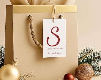 Personalized Christmas Gift Tags | Monogrammed Holiday Tags, Set of 24