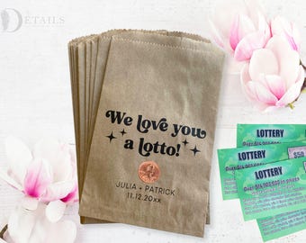 Recuerdos de boda con billetes de lotería, bolsas de recuerdo de boda con billetes de raspadito, bolsas para billetes de lotería, porta billetes de lotería, recuerdos para despedida de soltera (paquete de 25)