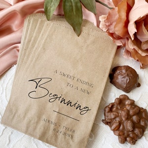 Sacchetti per biscotti da matrimonio - Sacchetti per buffet di caramelle - Bomboniere personalizzate per matrimoni - 25 sacchetti di carta stampati - Carta kraft riciclata - Sacchetto stampato personalizzato