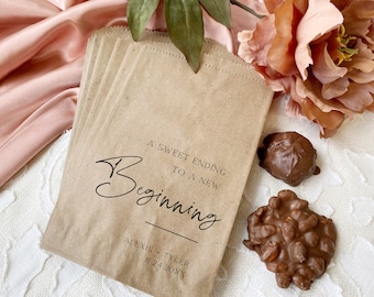 Wedding Cookie Bags - Candy Buffet Sacks - Custom Wedding Favors - 25 Printed Paper Bags -  Recycled Kraft Paper - Personalized Printed Bag