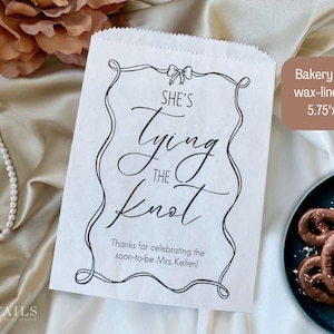 She’s Tying the Knot Bridal Shower Favor Bag | Eco-Friendly Goodie Bags | Coquette Theme Bridal Shower Favors | Perfect Party Gifts - 25 pk